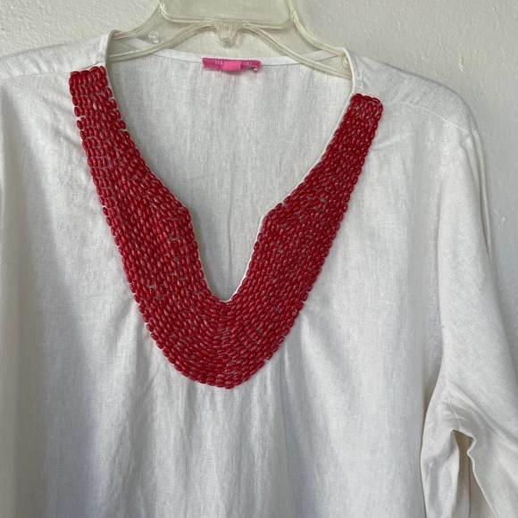 Isaac Mizrahi Size XL Beaded Keyhole collar tunic size XL - Picture 4 of 11